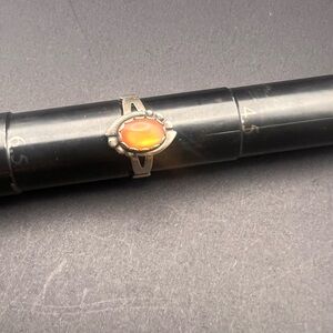 Elegant Silver and Orange Gemstone Ring